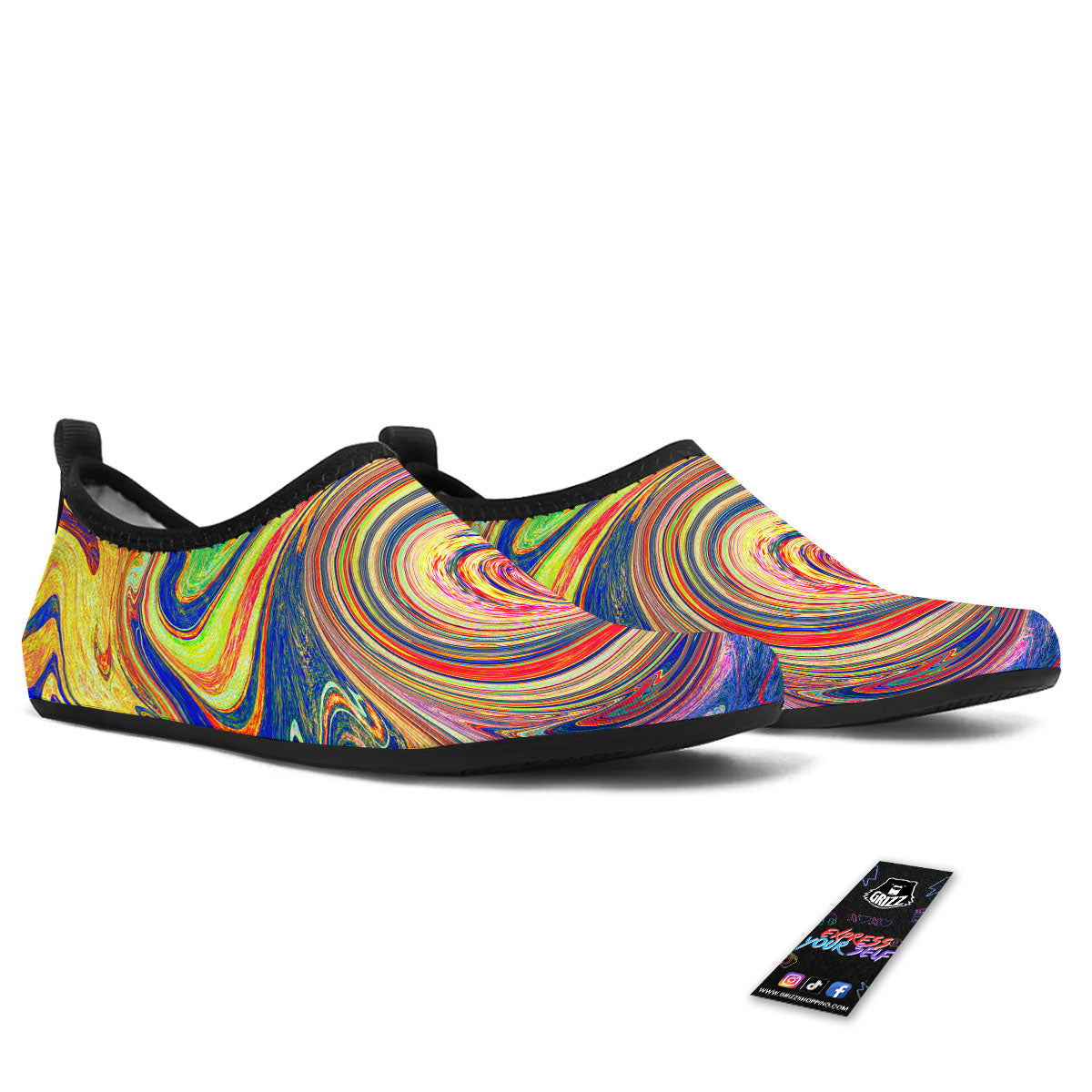 Liquid Trippy Abstract Psychedelic Print Water Shoes-grizzshop