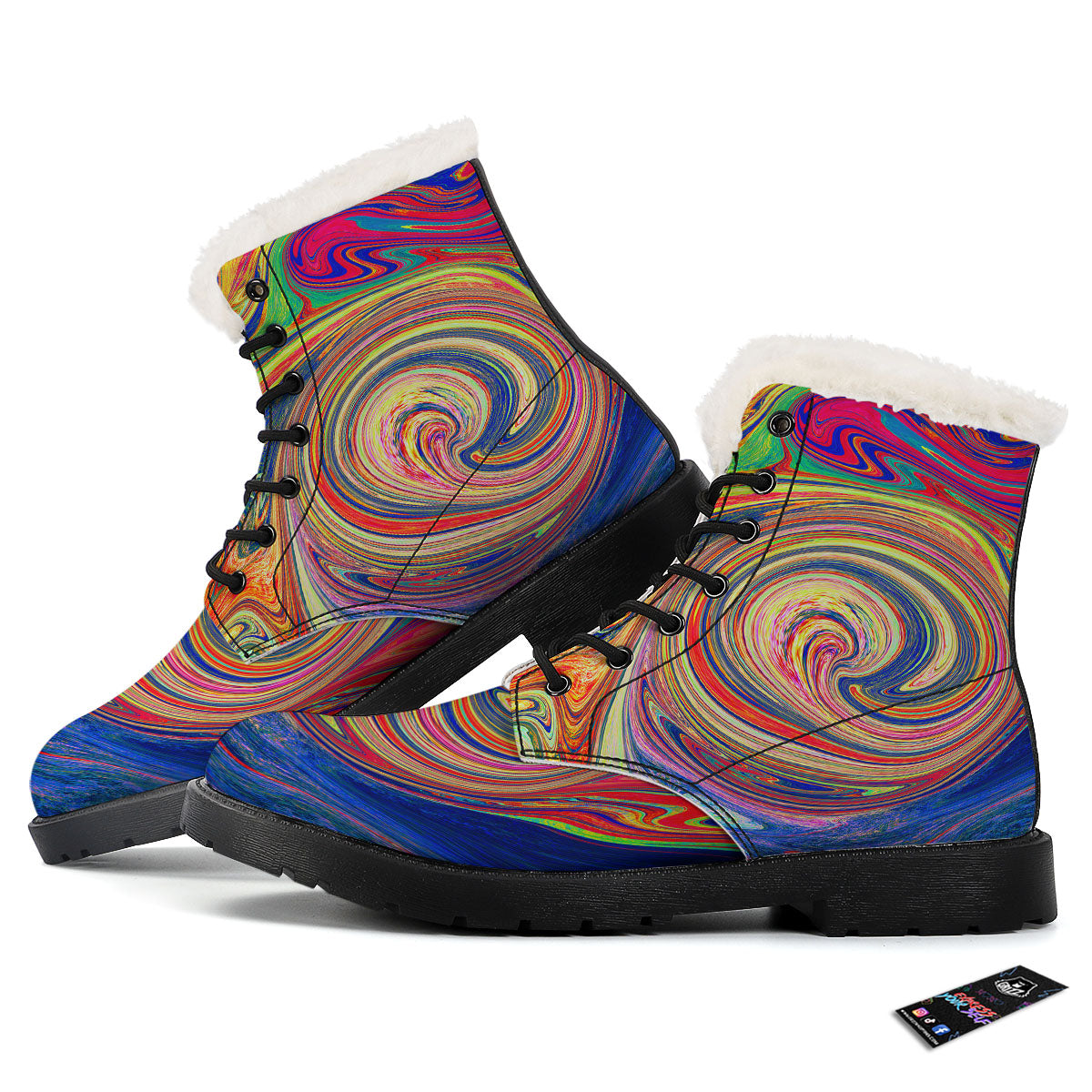 Liquid Trippy Abstract Psychedelic Print Winter Boots-grizzshop
