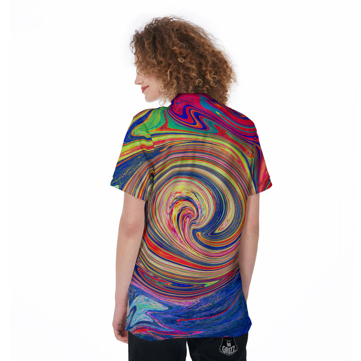 Liquid Trippy Abstract Psychedelic Print Women's Golf Shirts-grizzshop
