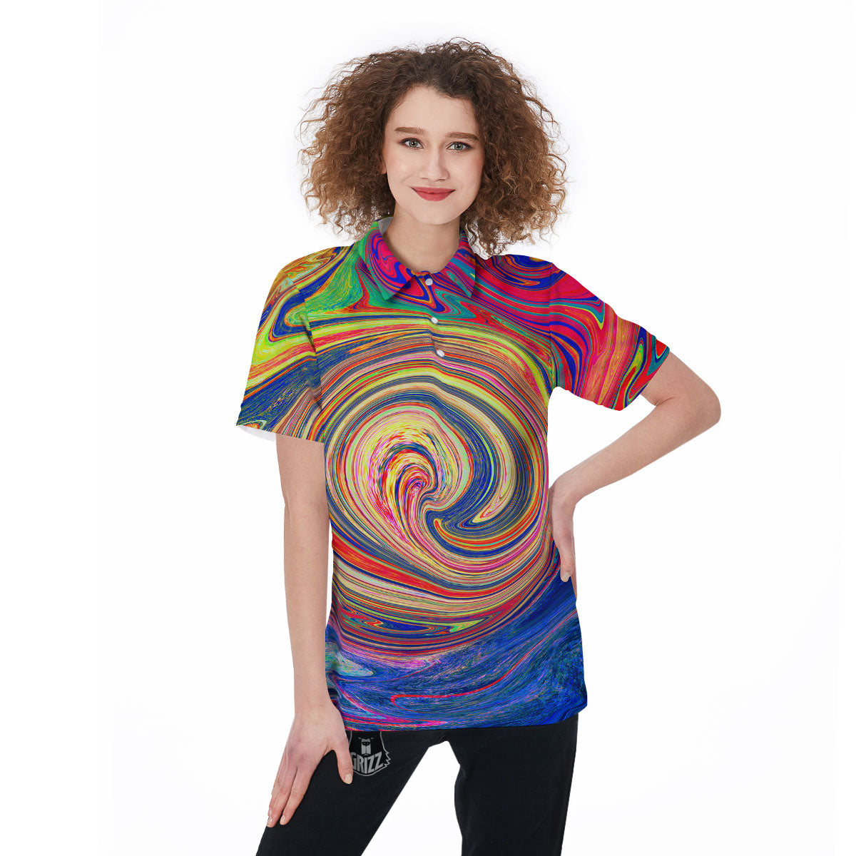 Liquid Trippy Abstract Psychedelic Print Women's Golf Shirts-grizzshop