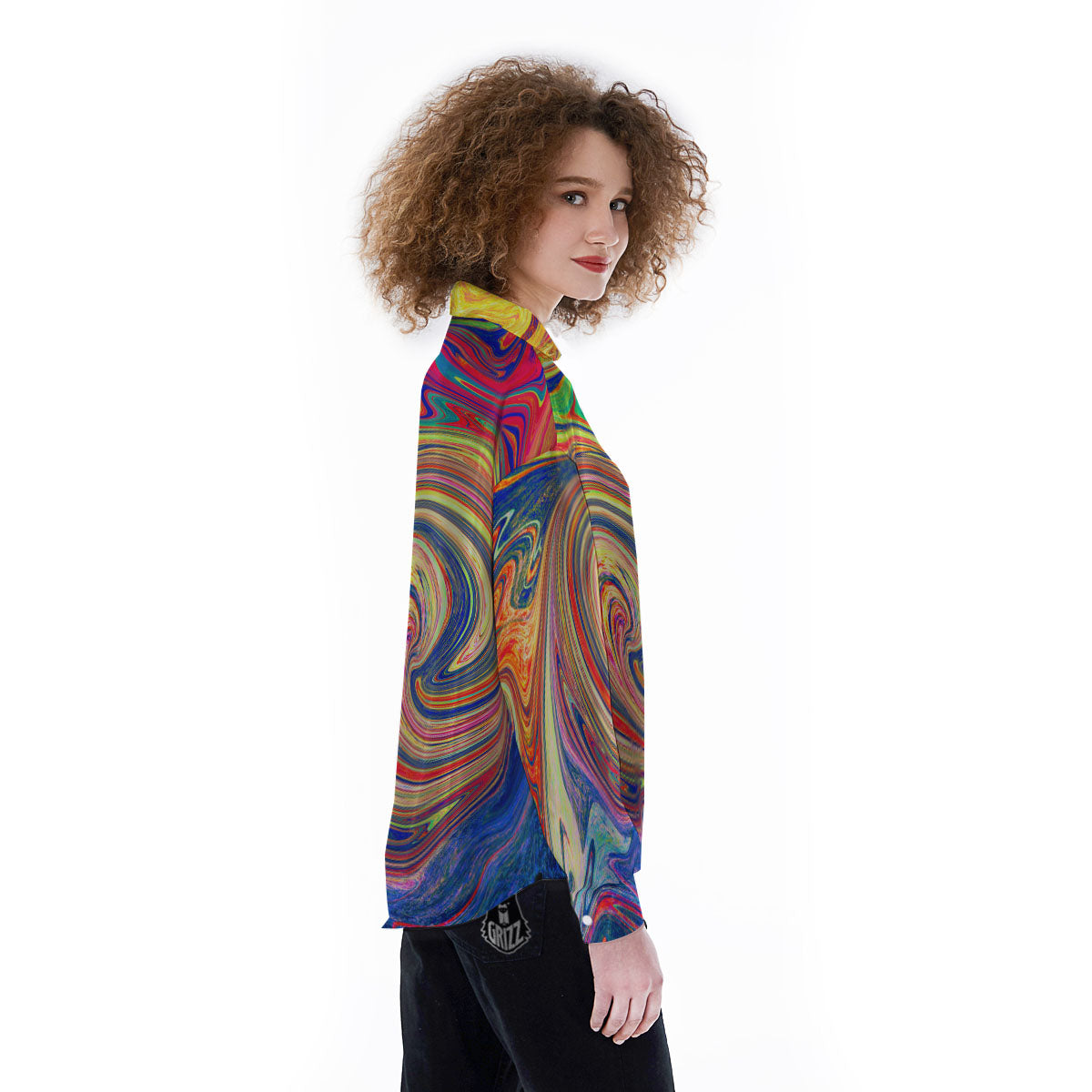 Liquid Trippy Abstract Psychedelic Print Women's Long Sleeve Shirts-grizzshop
