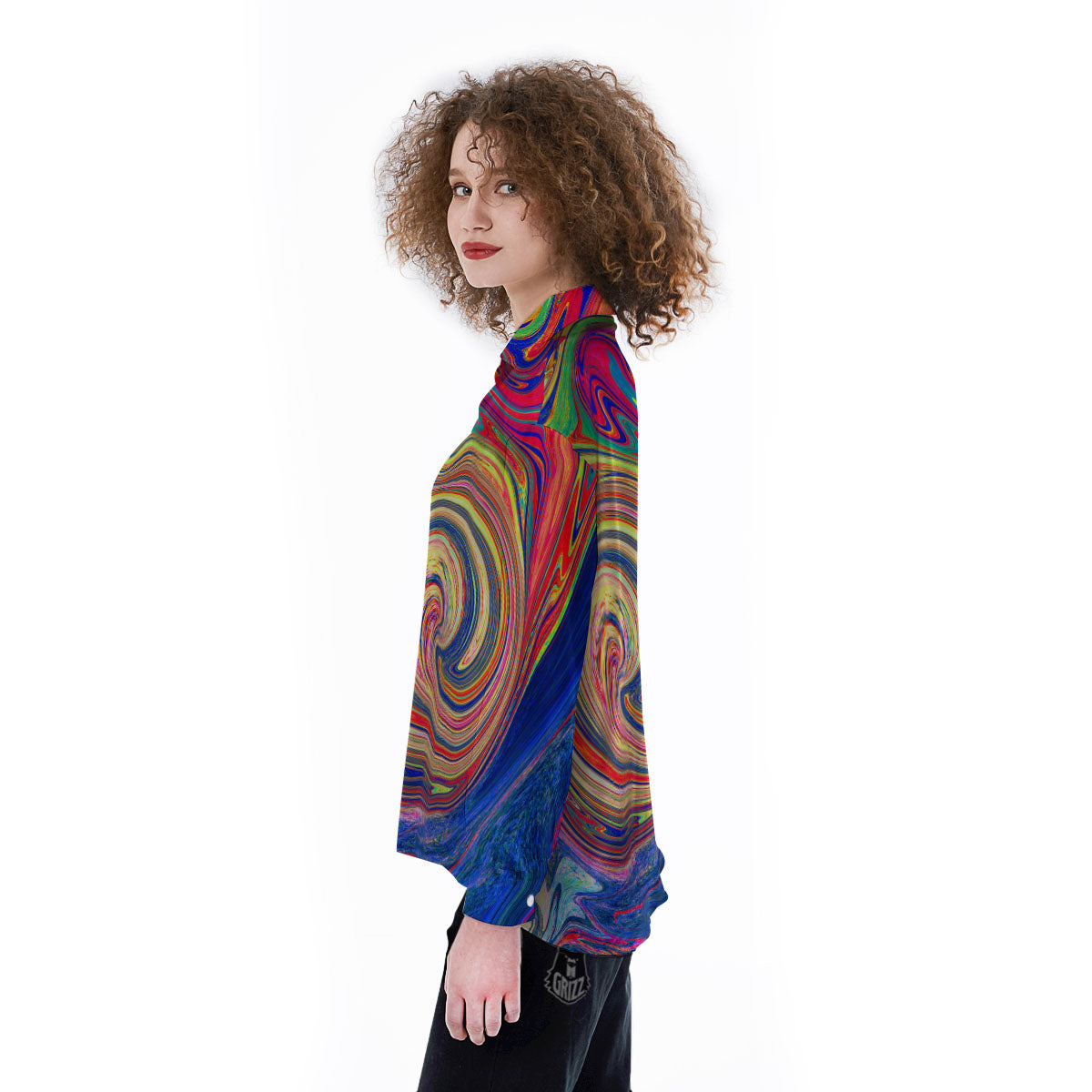 Liquid Trippy Abstract Psychedelic Print Women's Long Sleeve Shirts-grizzshop