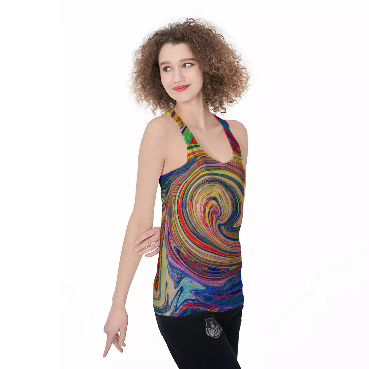 Liquid Trippy Abstract Psychedelic Print Women's Racerback Tank Top-grizzshop