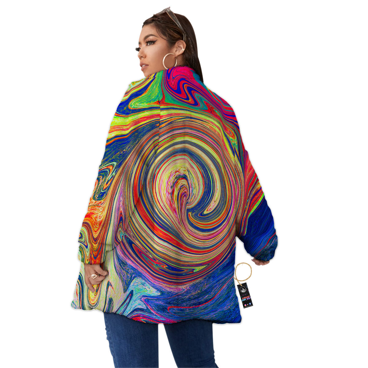 Liquid Trippy Abstract Psychedelic Print Women's Sherpa Jacket-grizzshop