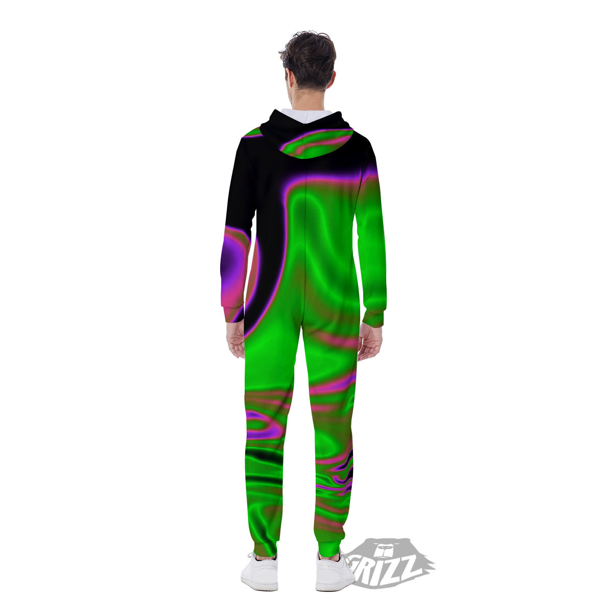 Liquid Trippy Green Abstract Print Men's Jumpsuit-grizzshop