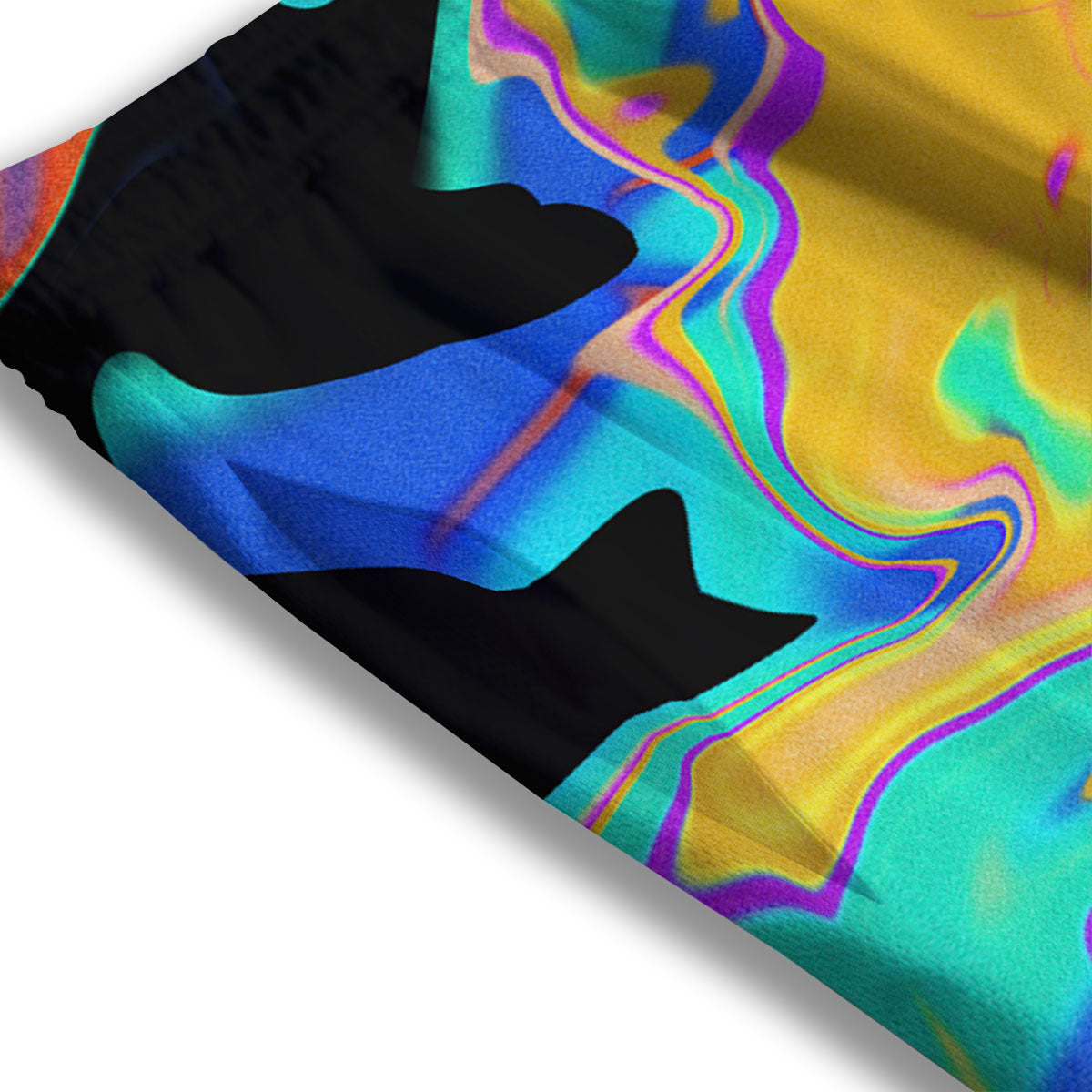 Liquid Trippy Holographic Neon Print Mesh Shorts