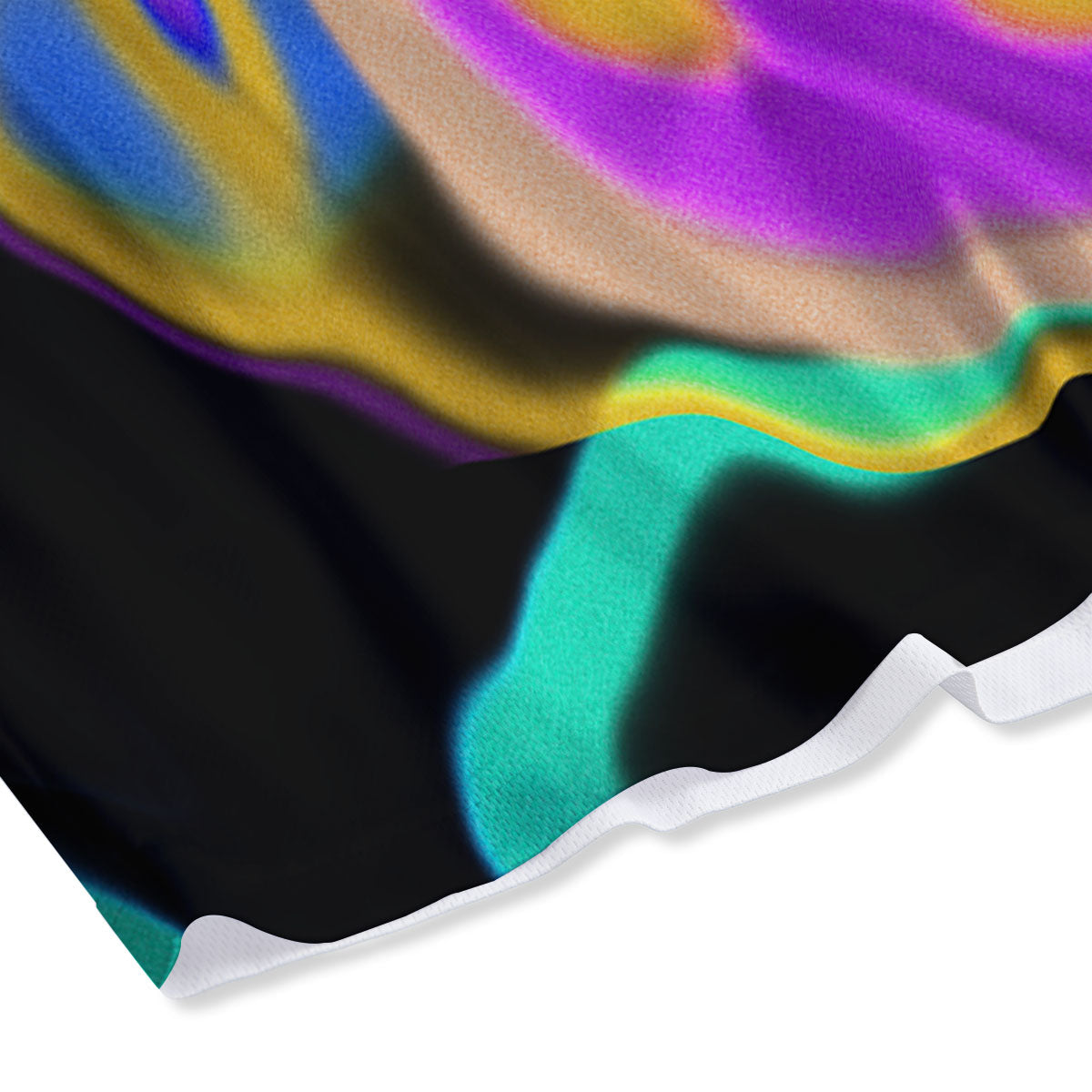 Liquid Trippy Holographic Neon Print Mesh Shorts