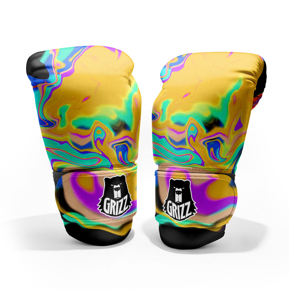 Liquid Trippy Holographic Neon Print Pro Boxing Glove