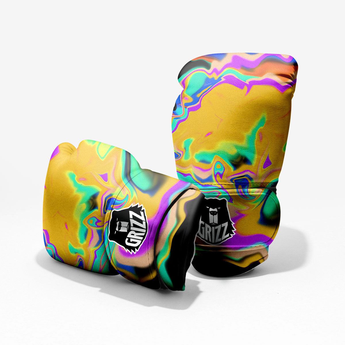 Liquid Trippy Holographic Neon Print Pro Boxing Glove
