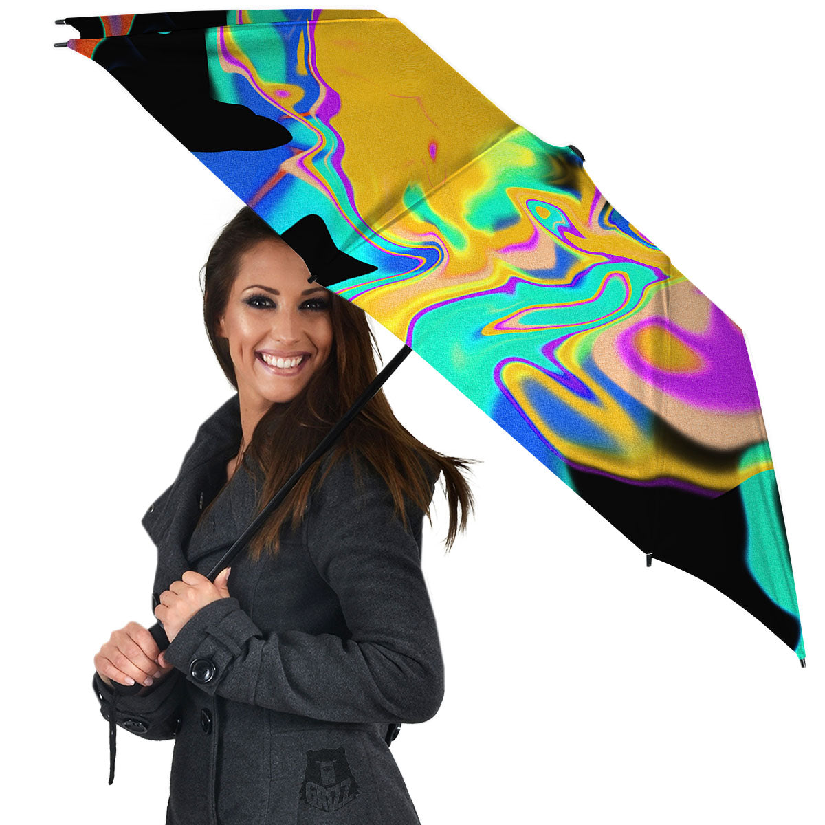 Liquid Trippy Holographic Neon Print Umbrella-grizzshop