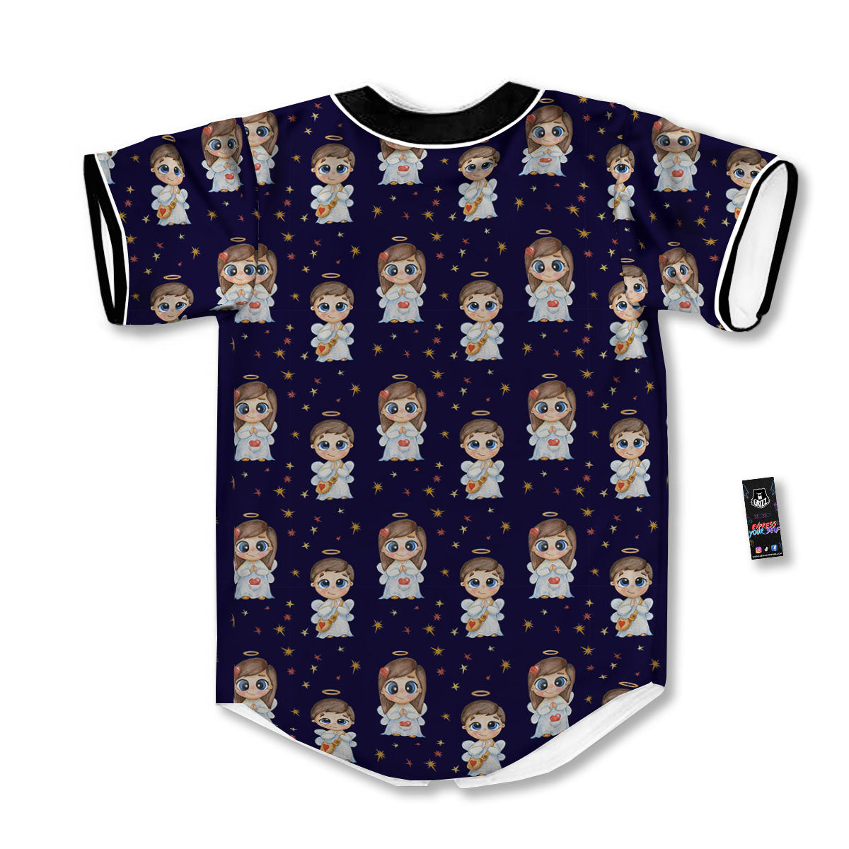 Little Angel Print Pattern Baseball Jersey-grizzshop