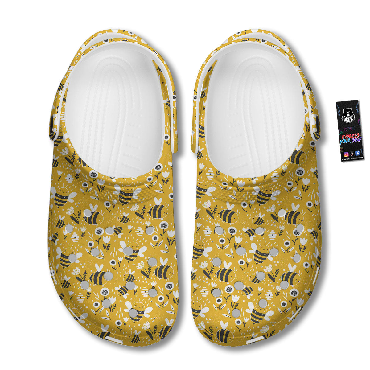 Little Bee Print Pattern Clog-grizzshop