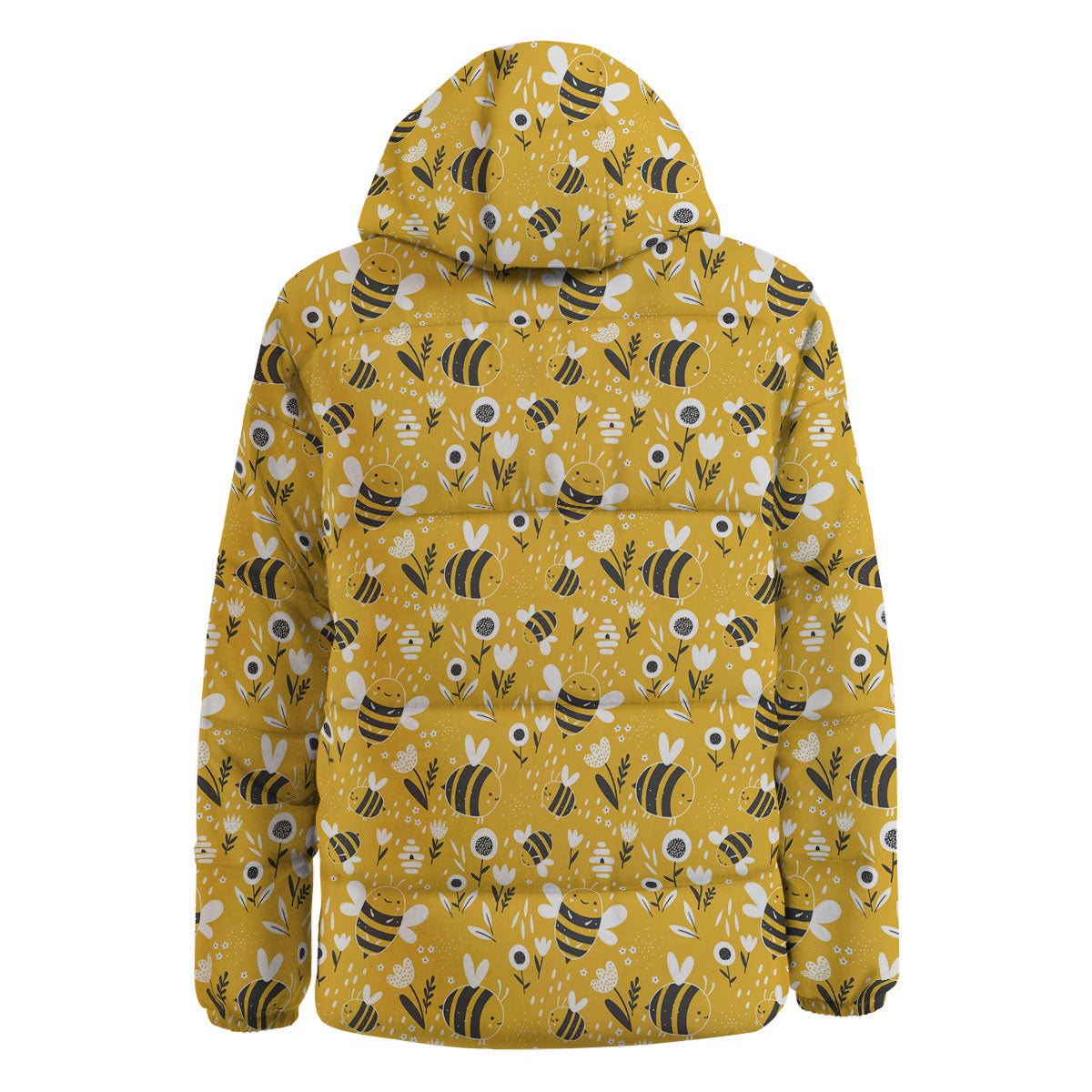 Little Bee Print Pattern Down Jacket-grizzshop