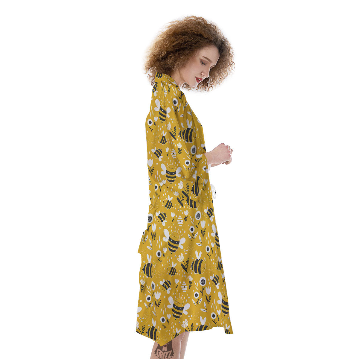 Little Bee Print Pattern Kimono-grizzshop