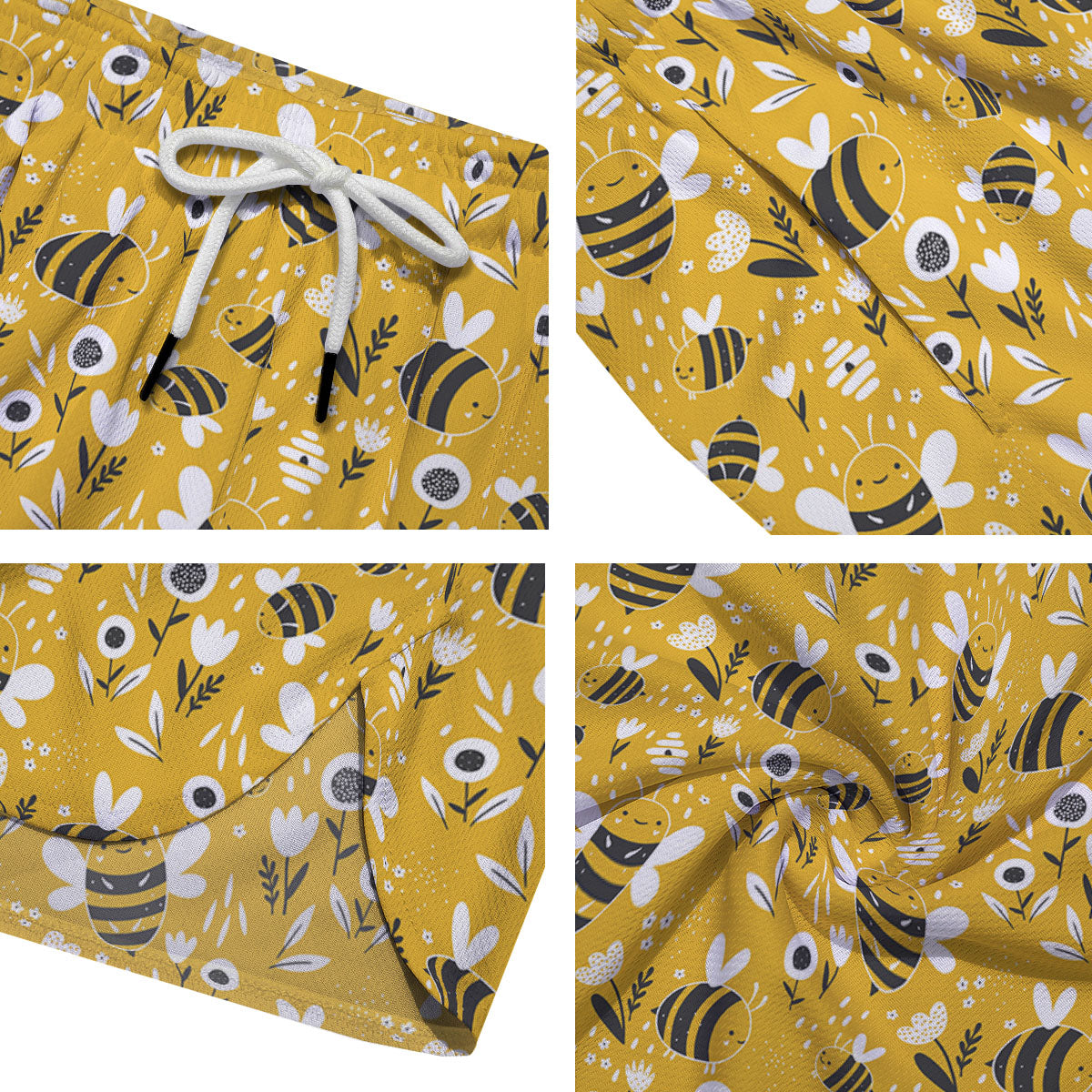 Little Bee Print Pattern Men's Running Shorts-grizzshop