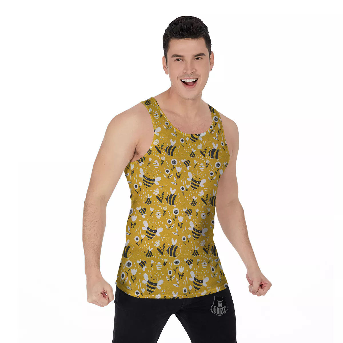 Little Bee Print Pattern Men's Tank Top-grizzshop