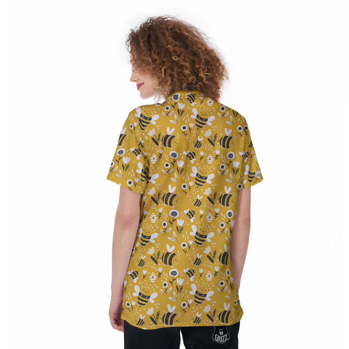 Little Bee Print Pattern Women's Golf Shirts-grizzshop