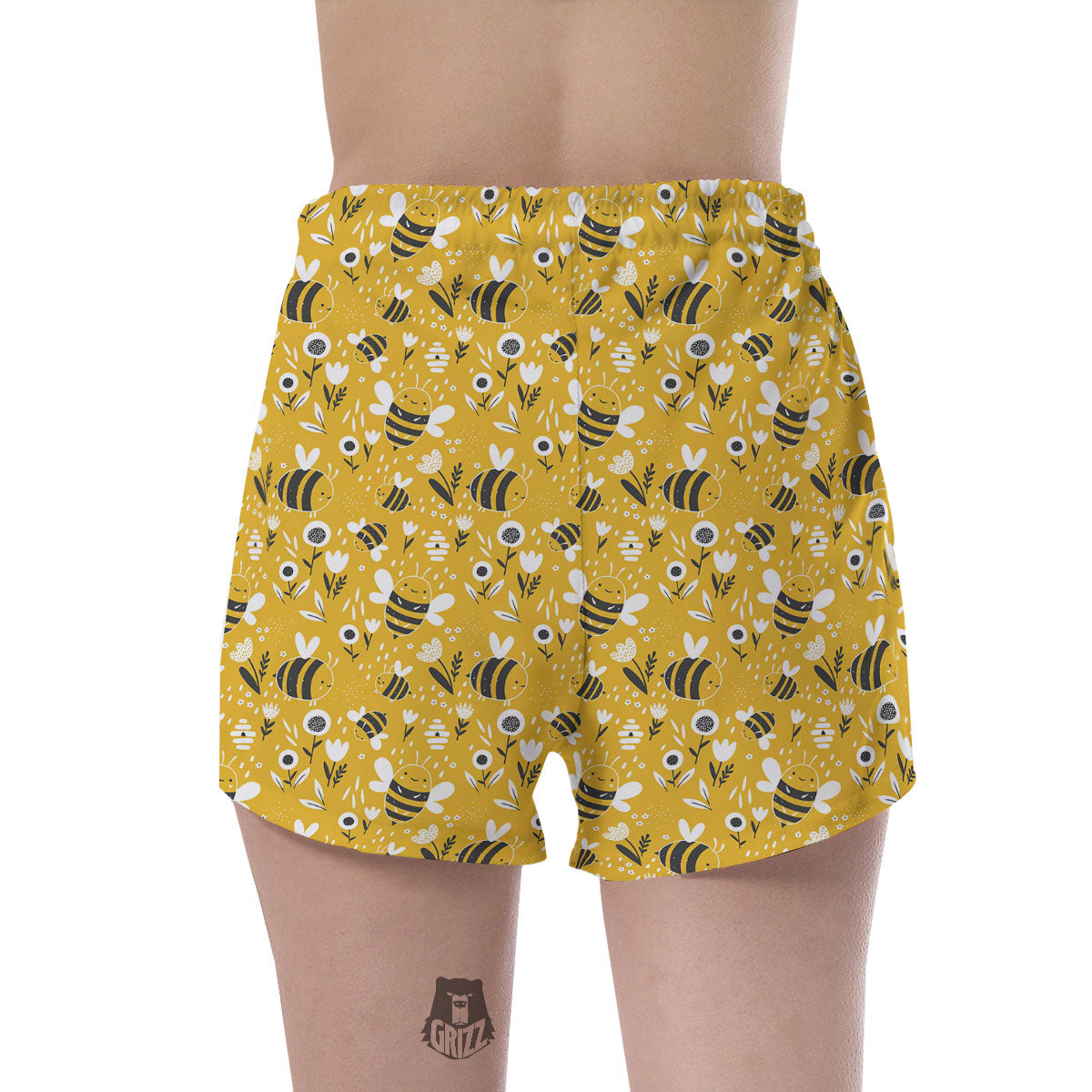 Little Bee Print Pattern Women's Shorts-grizzshop