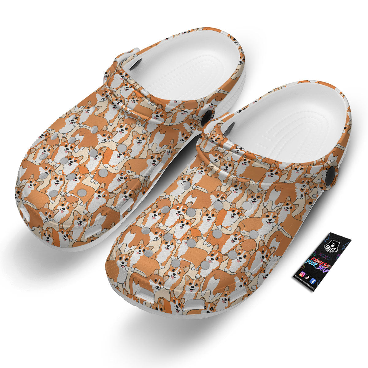 Little Corgi Print Pattern Clog-grizzshop