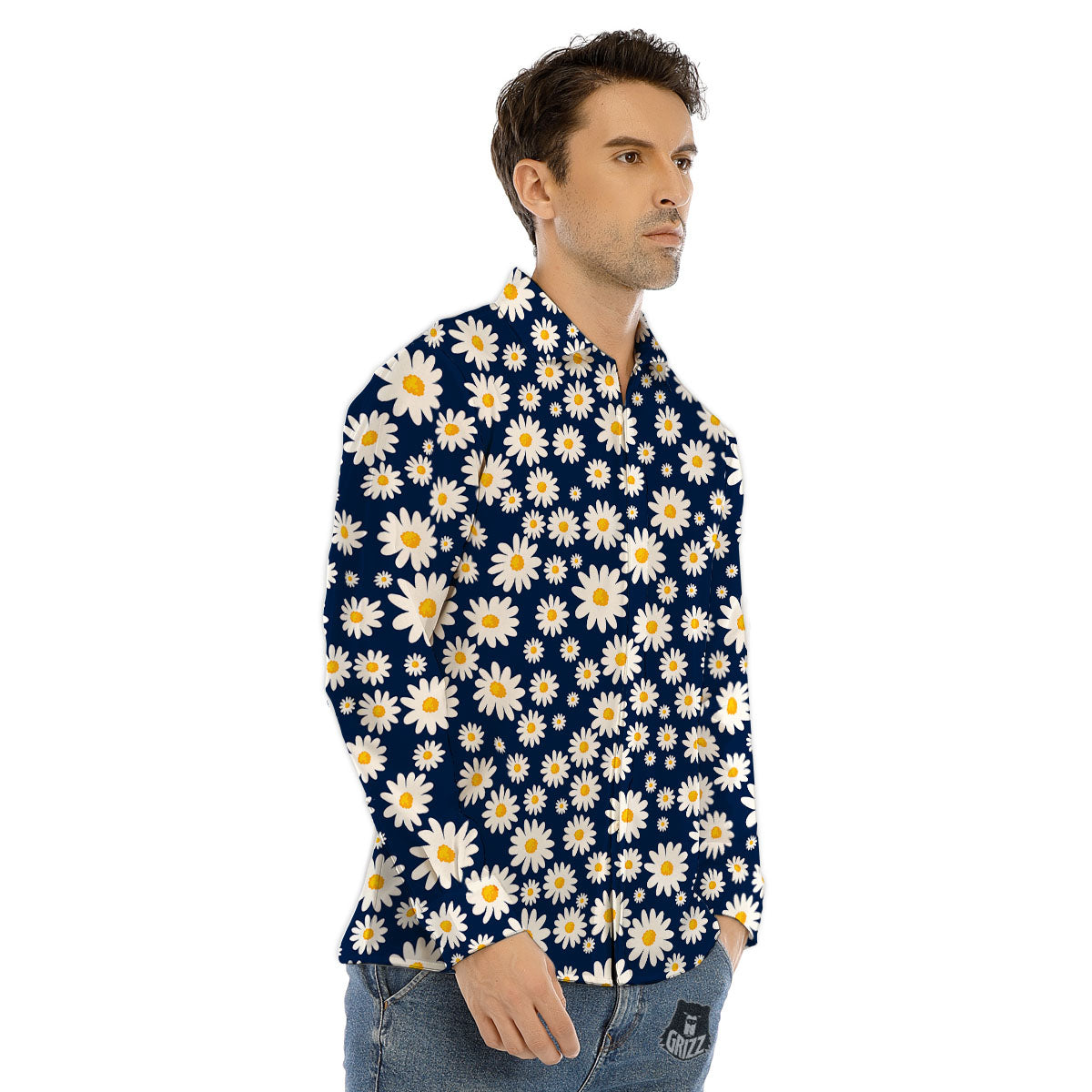Little Daisy Daisy Print Men's Dress Shirts-grizzshop