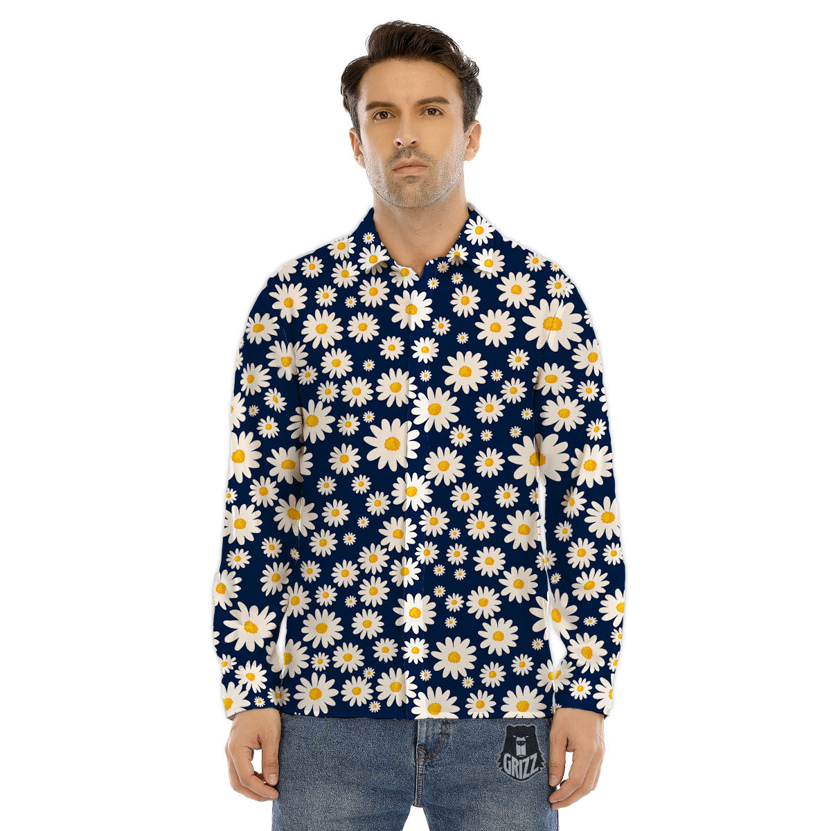 Little Daisy Daisy Print Men's Dress Shirts-grizzshop