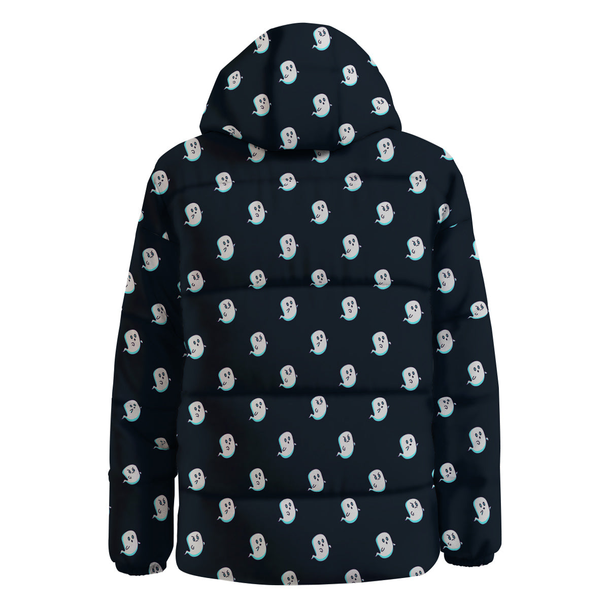 Little Ghost Cute Print Pattern Down Jacket-grizzshop