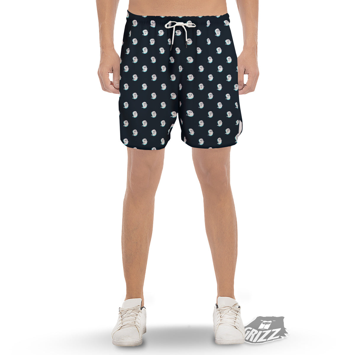Little Ghost Cute Print Pattern Men's Gym Shorts-grizzshop