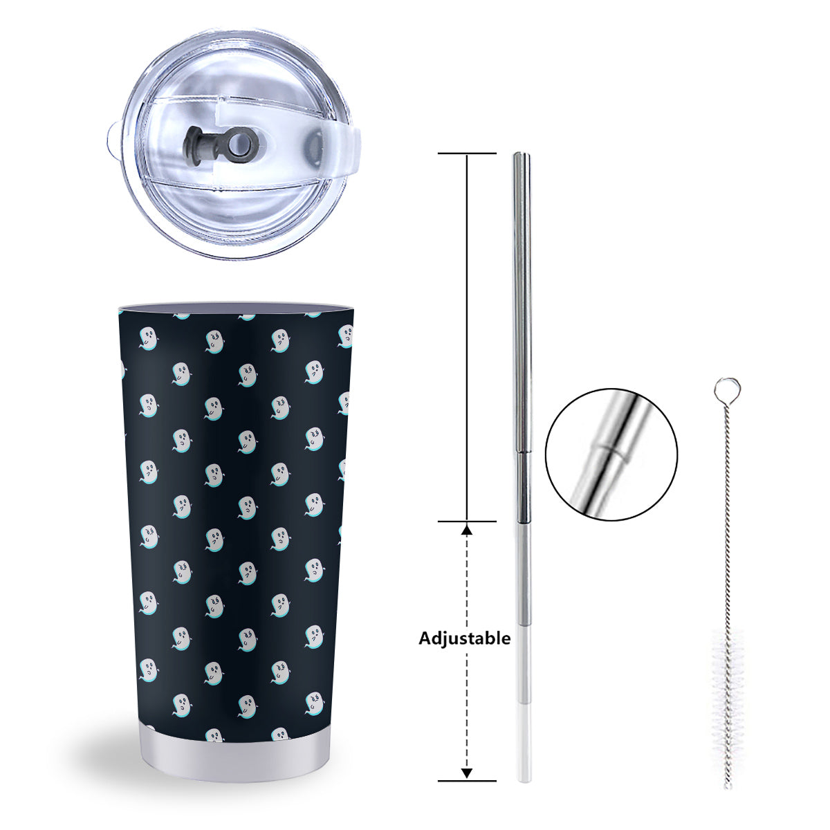 Little Ghost Cute Print Pattern Tumbler-grizzshop