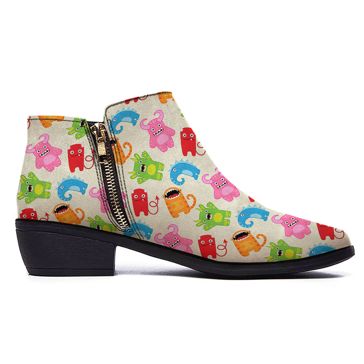 Little Monster Print Pattern Ankle Boots-grizzshop