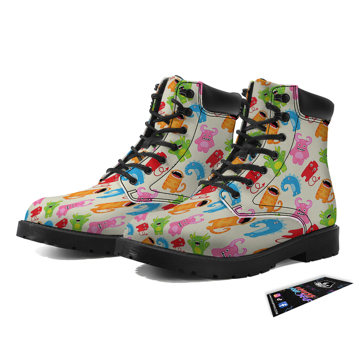 Little Monster Print Pattern Boots-grizzshop