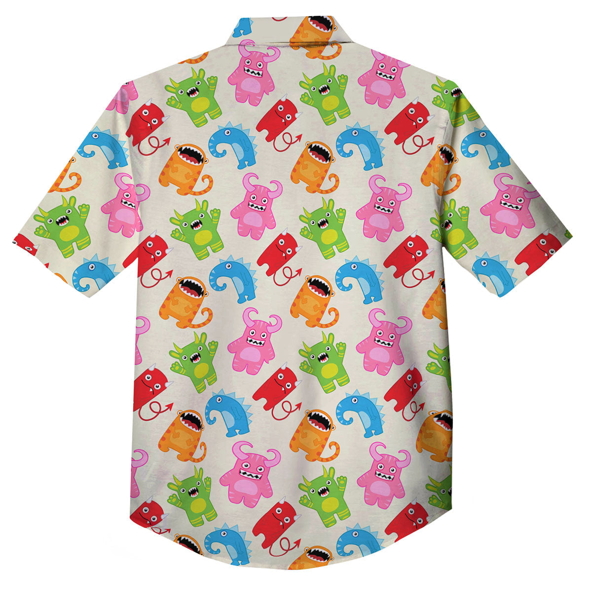 Little Monster Print Pattern Button Up Shirt-grizzshop