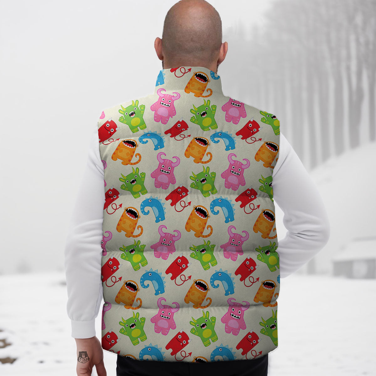 Little Monster Print Pattern Down Vest