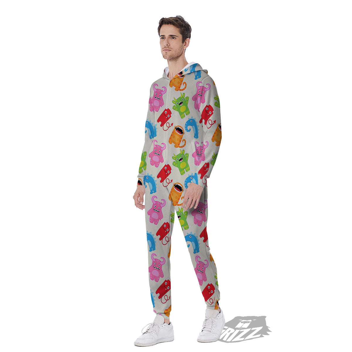 Little Monster Print Pattern Men's Jumpsuit-grizzshop