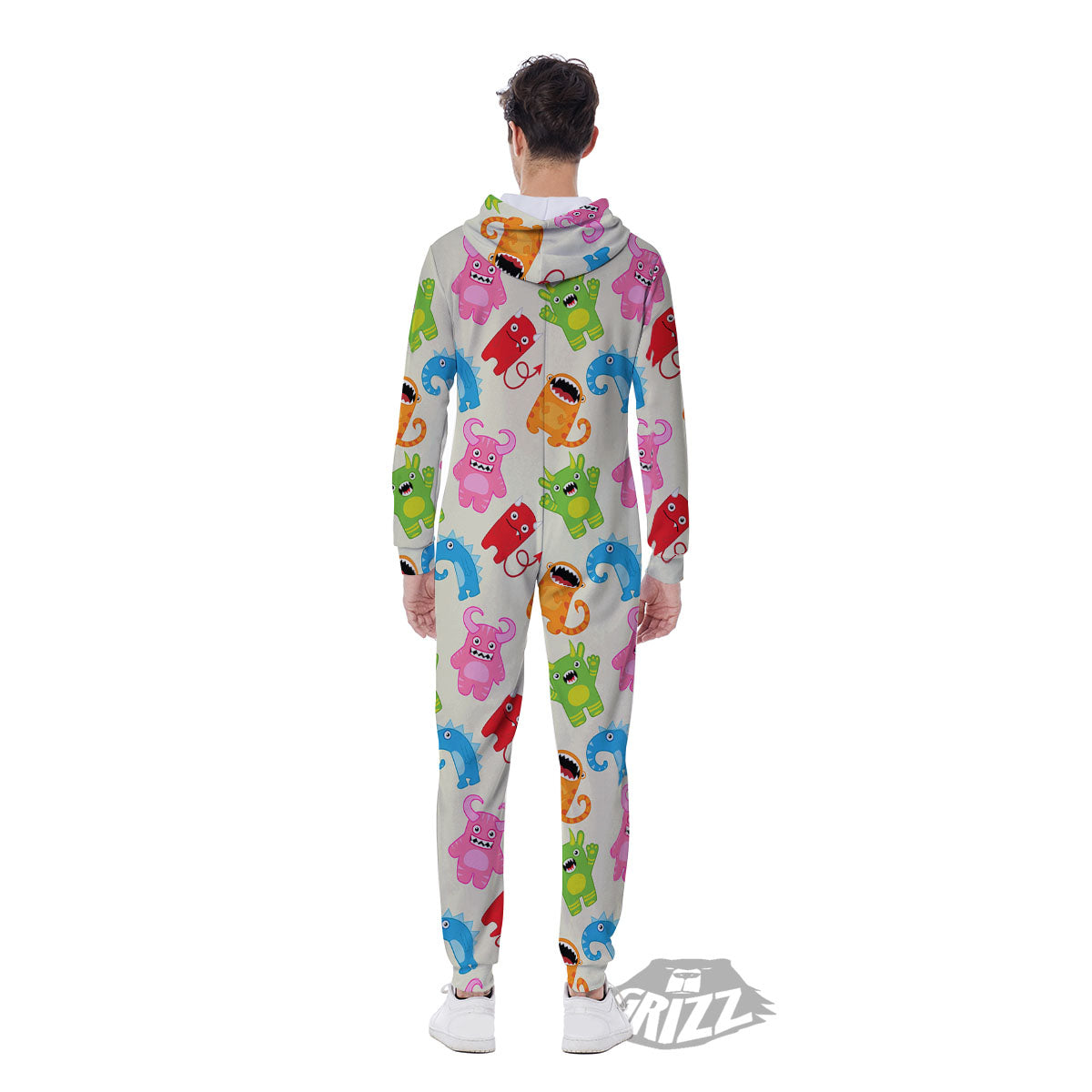 Little Monster Print Pattern Men's Jumpsuit-grizzshop