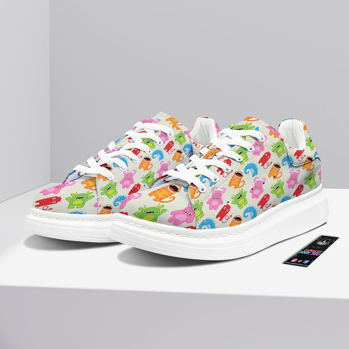 Little Monster Print Pattern Platform Shoes-grizzshop