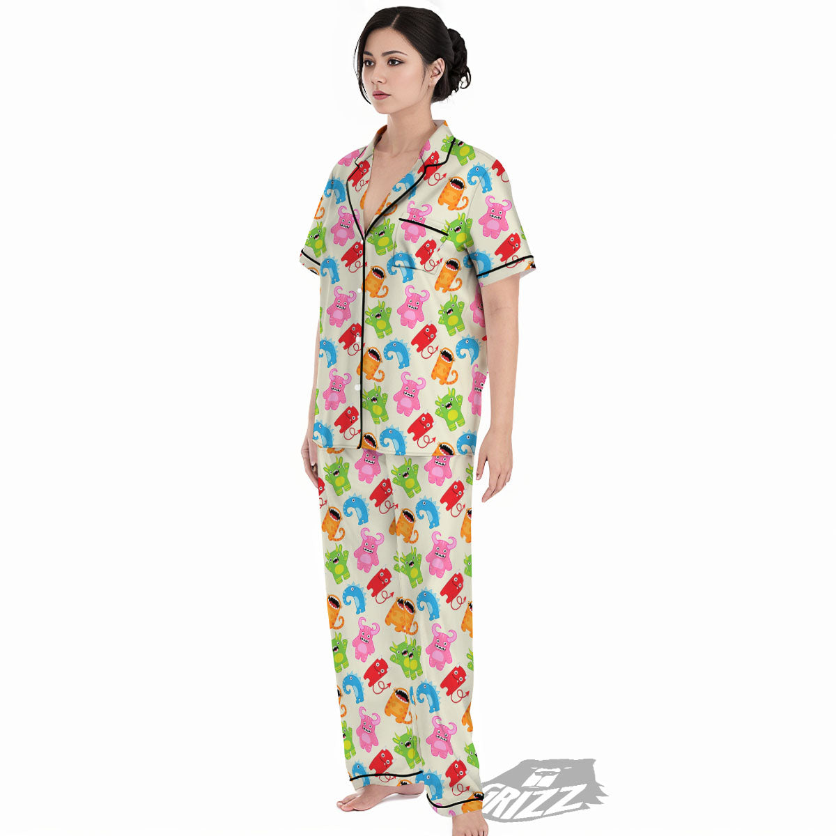 Little Monster Print Pattern Women's Pajamas Set-grizzshop