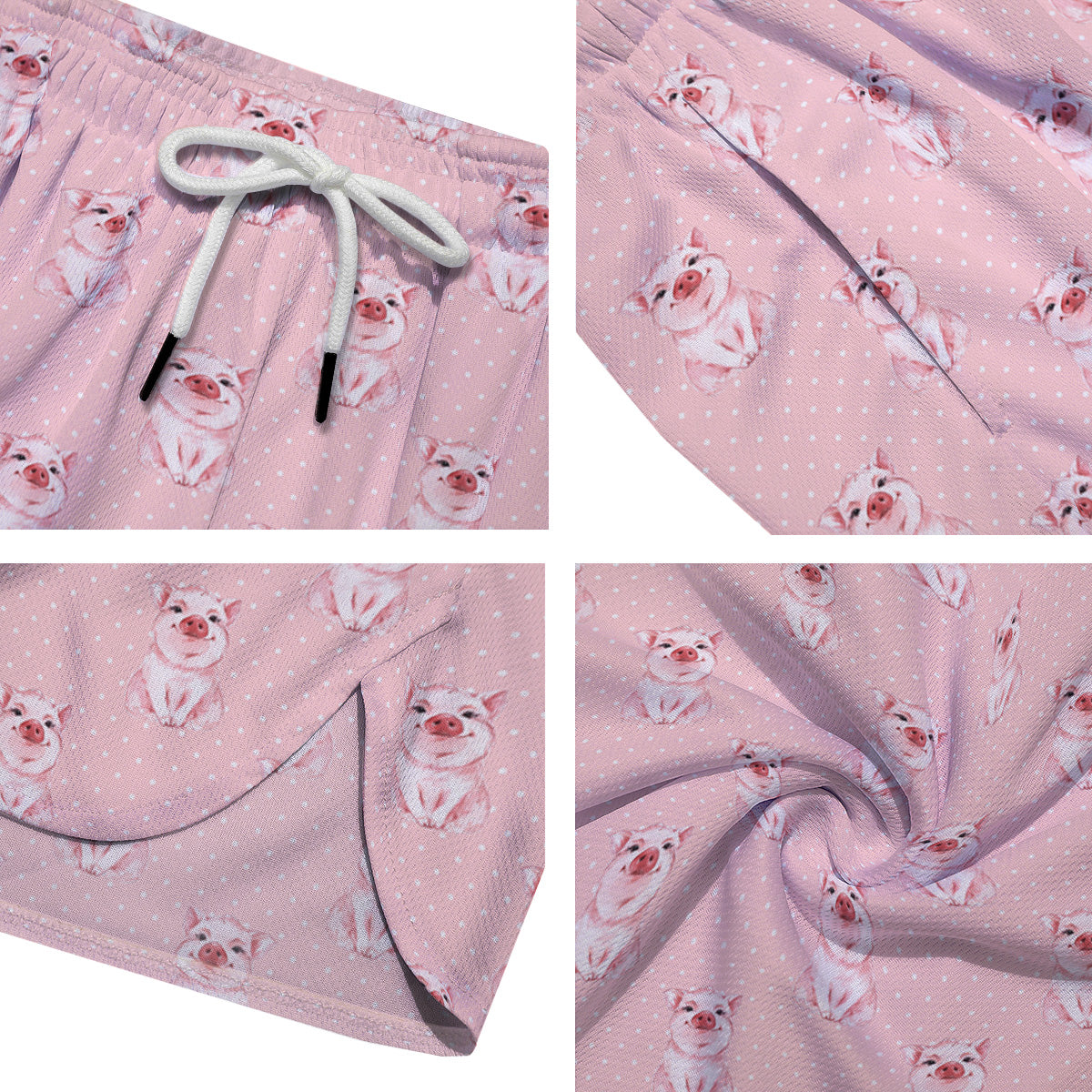 Little Pig And White Dots Print Pattern Men's Running Shorts-grizzshop