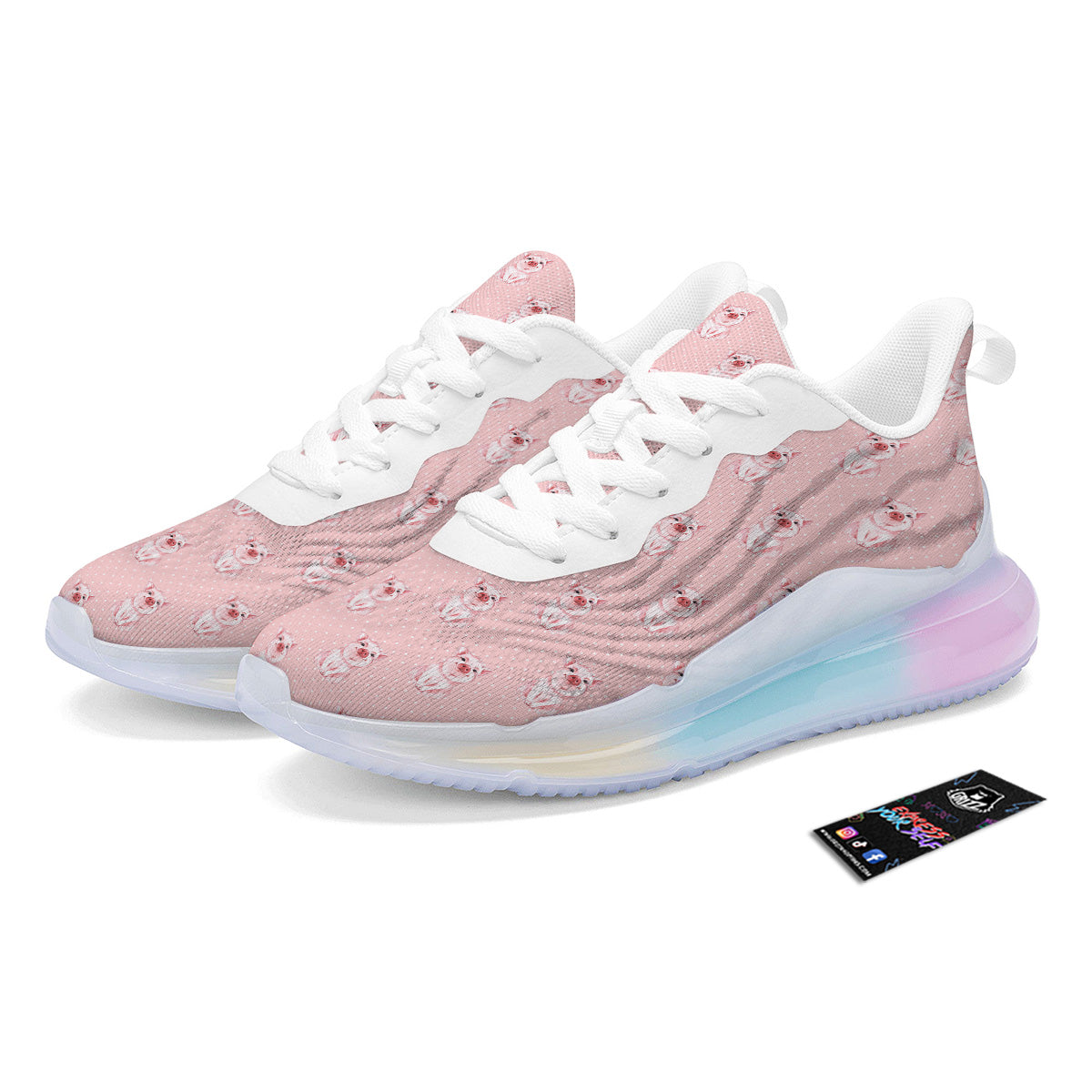 Little Pig And White Dots Print Pattern Running Sneakers-grizzshop