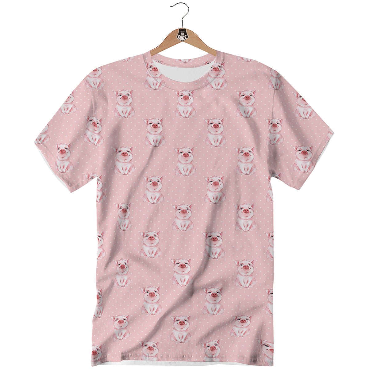 Little Pig And White Dots Print Pattern T-Shirt-grizzshop