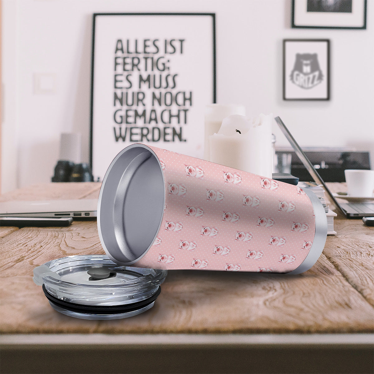 Little Pig And White Dots Print Pattern Tumbler-grizzshop