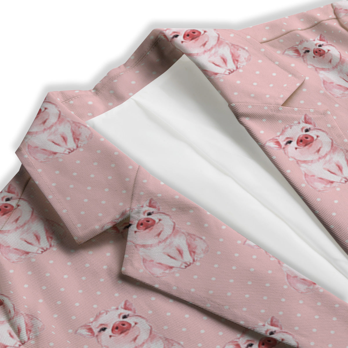Little Pig And White Dots Print Pattern Women's Blazer-grizzshop