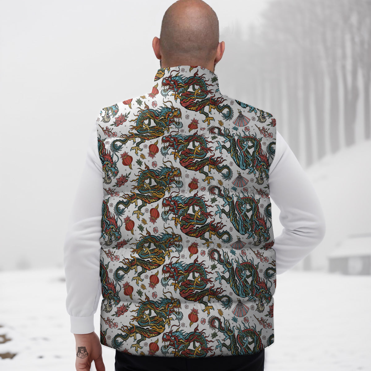 Little Teddy Bear Pattern Print Down Vest-grizzshop