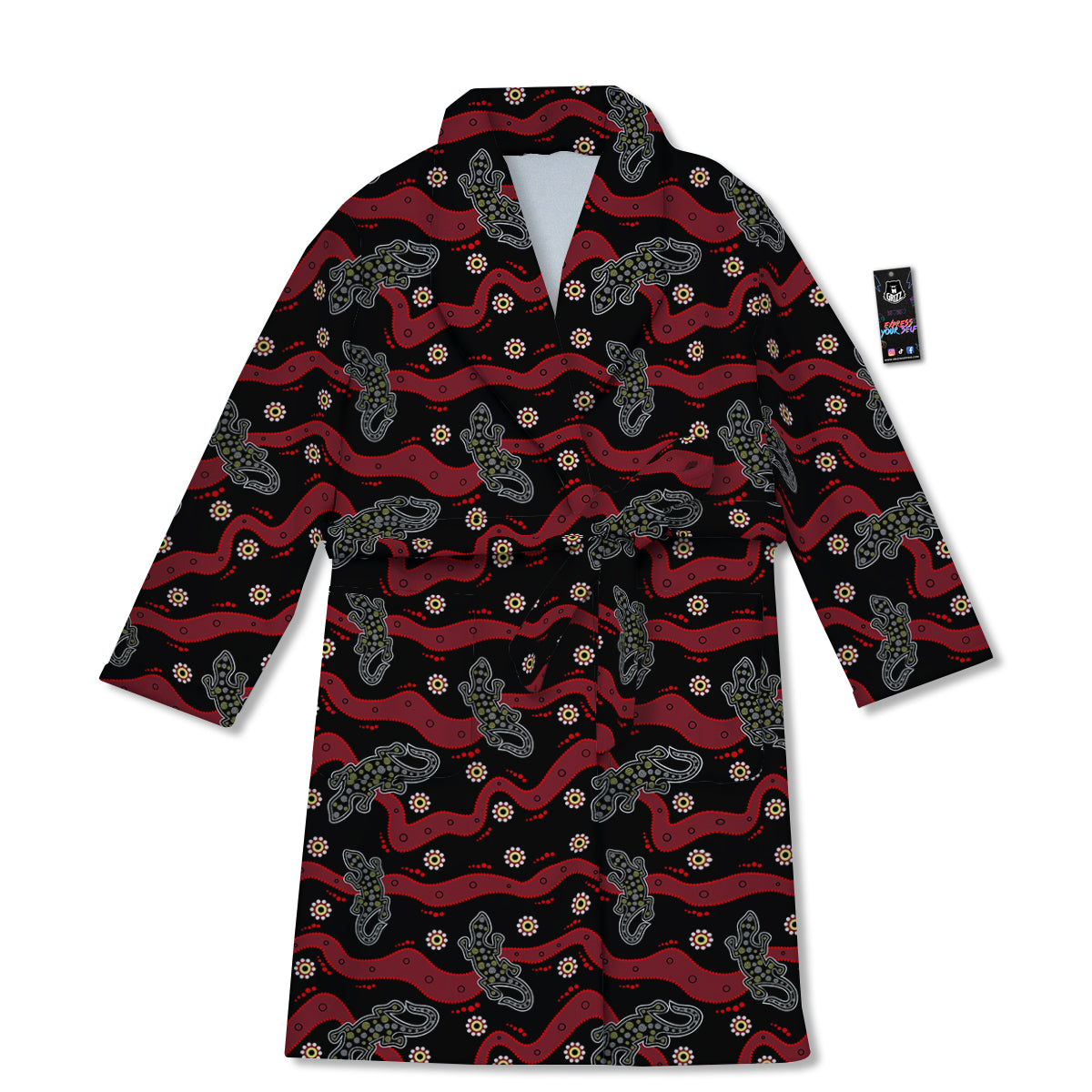 Lizard Aboriginal Print Pattern Bathrobe-grizzshop