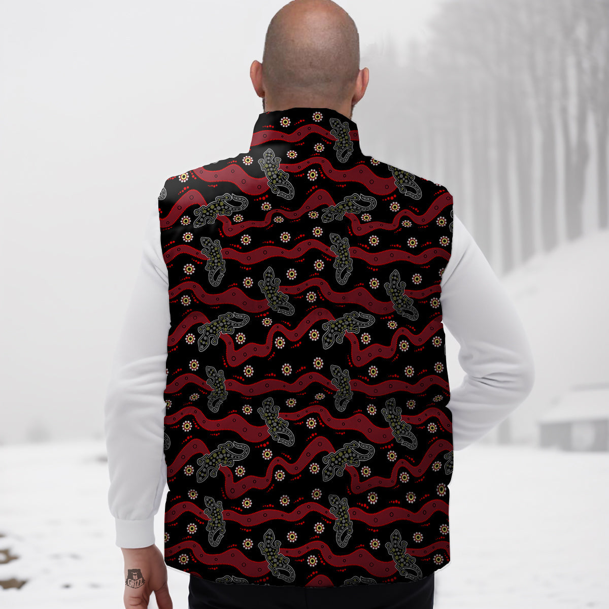 Lizard Aboriginal Print Pattern Down Vest