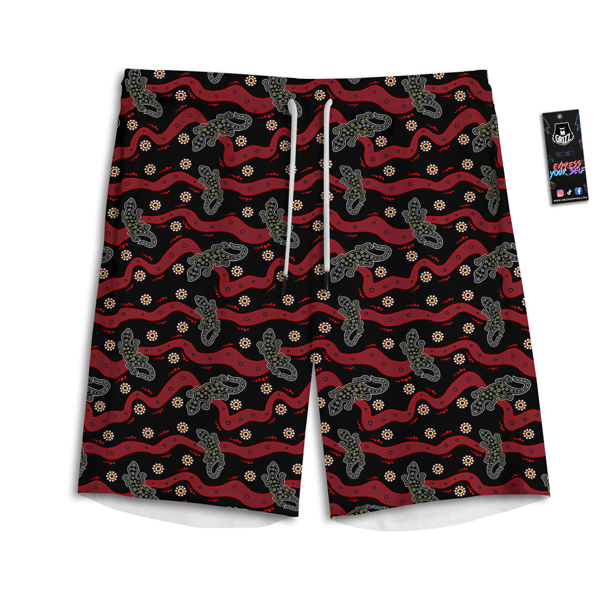 Lizard Aboriginal Print Pattern Men's Athletic Shorts