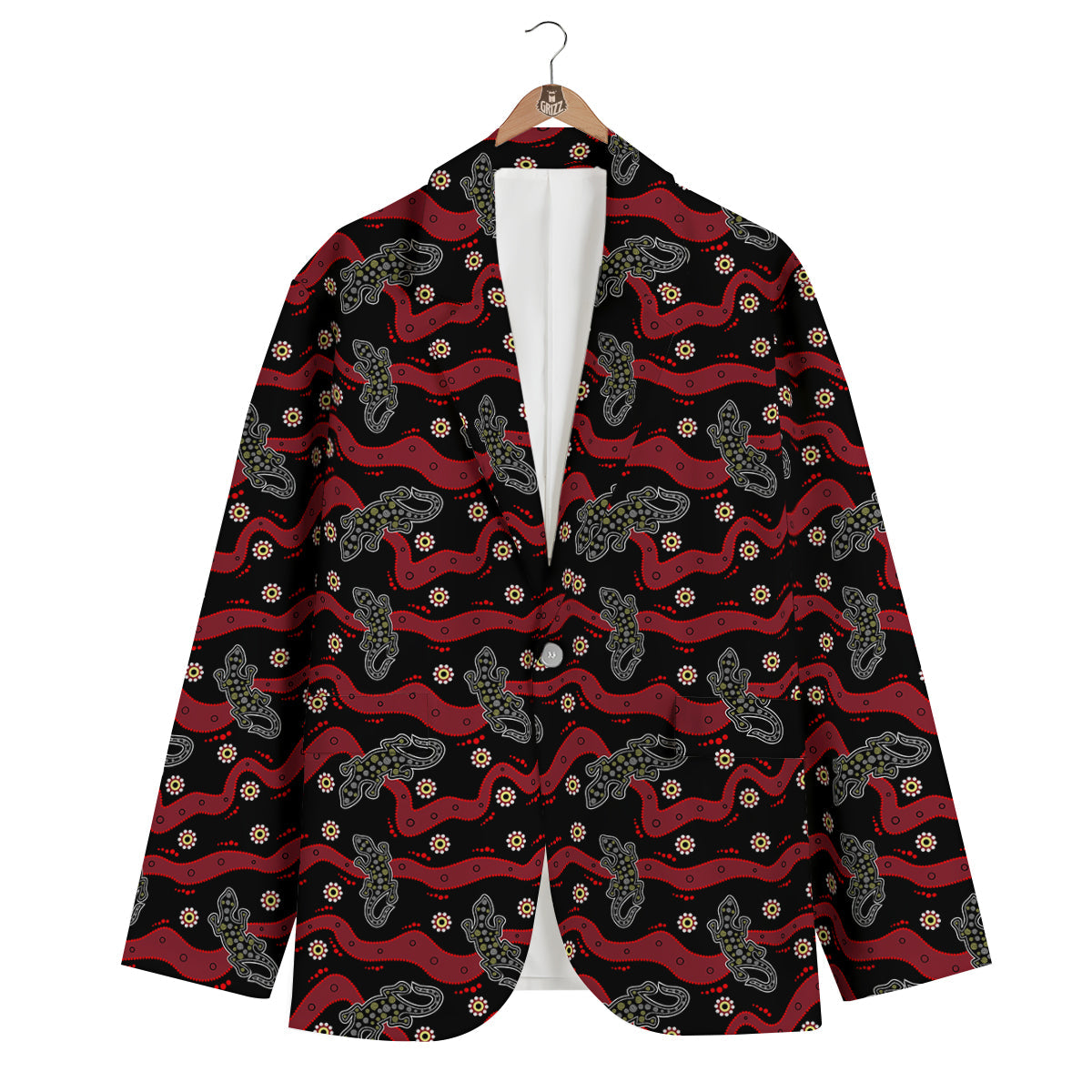 Lizard Aboriginal Print Pattern Men's Blazer-grizzshop