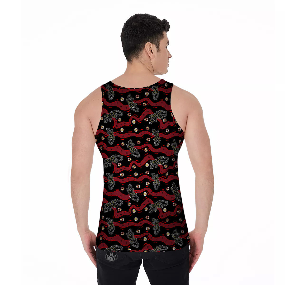 Lizard Aboriginal Print Pattern Men's Tank Top-grizzshop