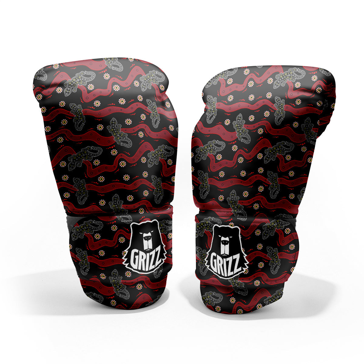 Lizard Aboriginal Print Pattern Sparring Gloves-grizzshop