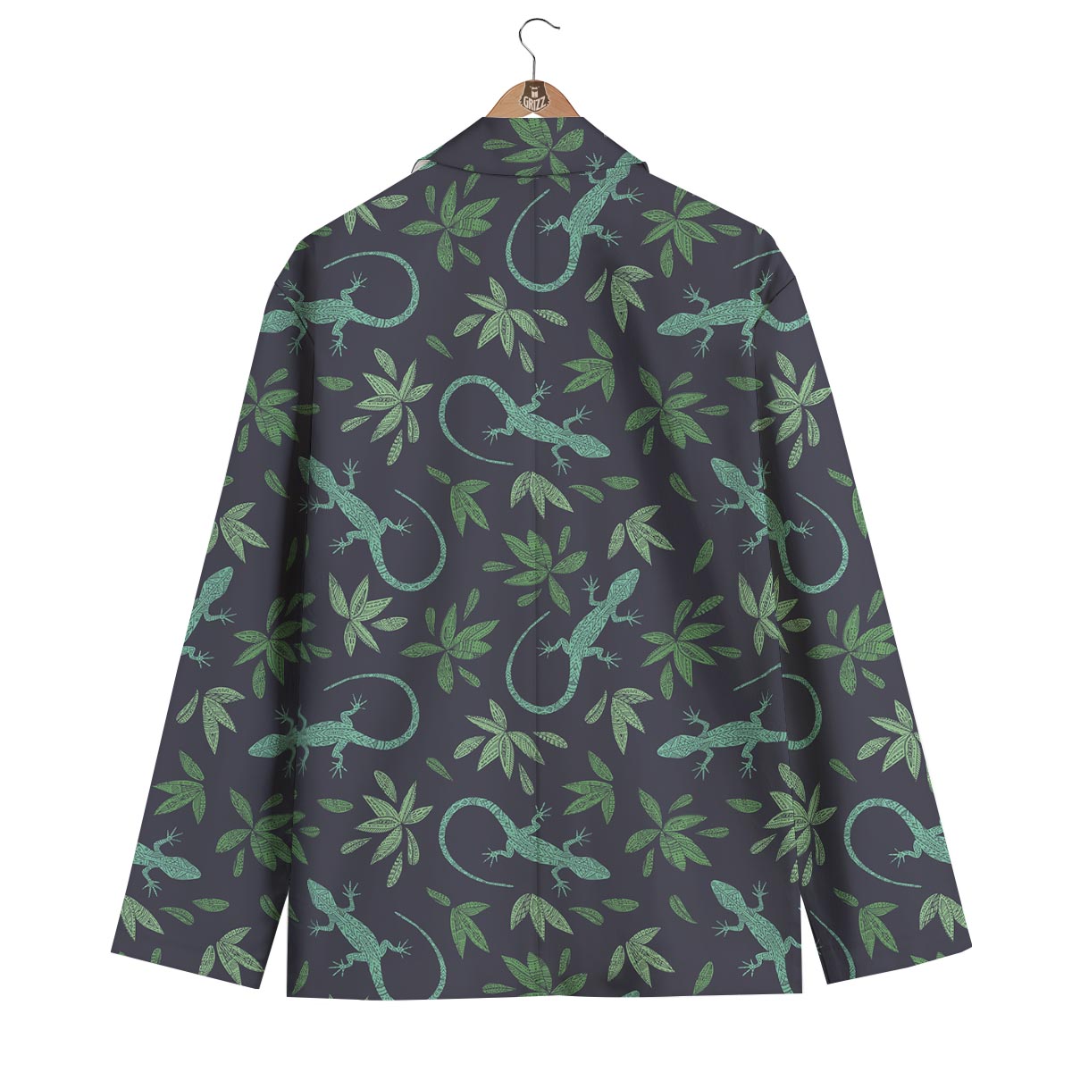 Lizard Leaf Pattern Print Men's Blazer-grizzshop