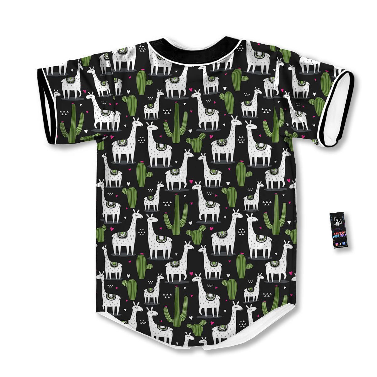 Llama And Cactus Print Pattern Baseball Jersey-grizzshop